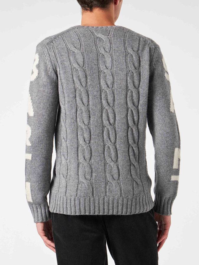 Mc2 Saint Barth Maglia Da Uomo Grigia Intrecciata Girocollo Pesante