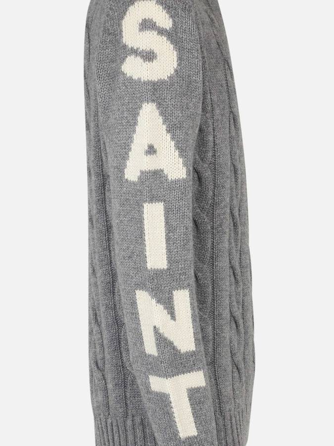 Mc2 Saint Barth Maglia Da Uomo Grigia Intrecciata Girocollo Pesante