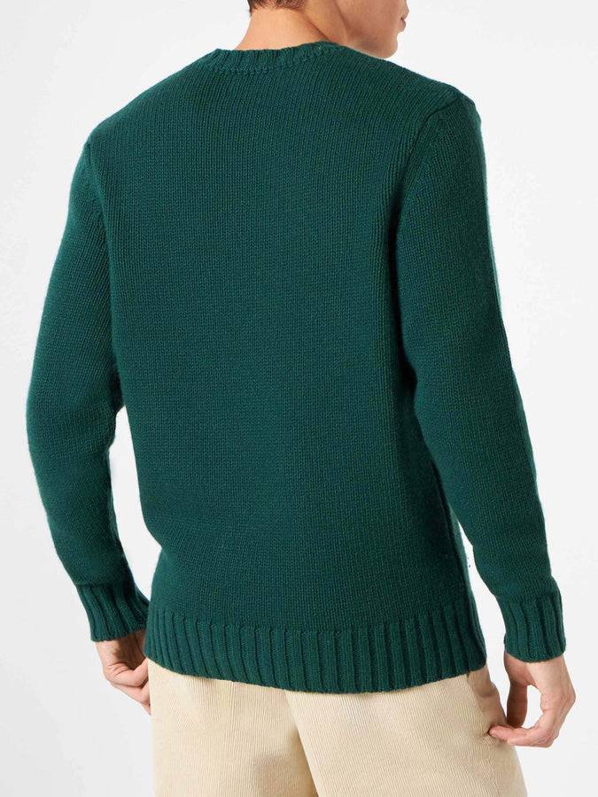 Mc2 Saint Barth Maglia Da Uomo In Misto Cashmere Con Ricamo Sun Moritz