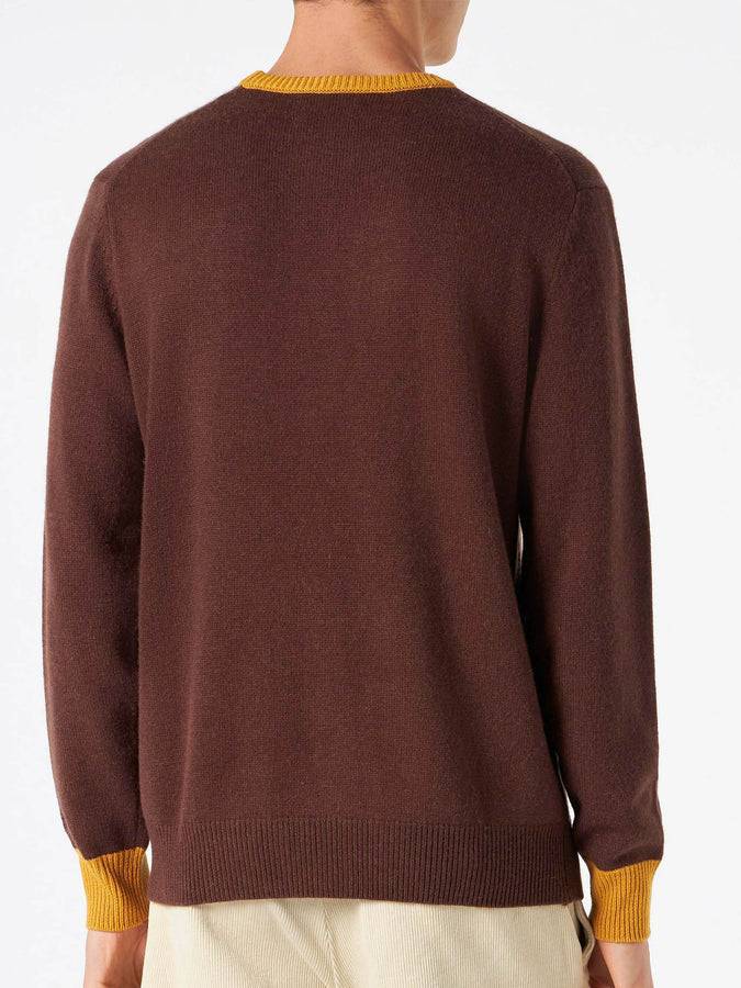 Mc2 Saint Barth Maglia Da Uomo Marrone Con Ricamo Faccio Cose, Vedo Gente
