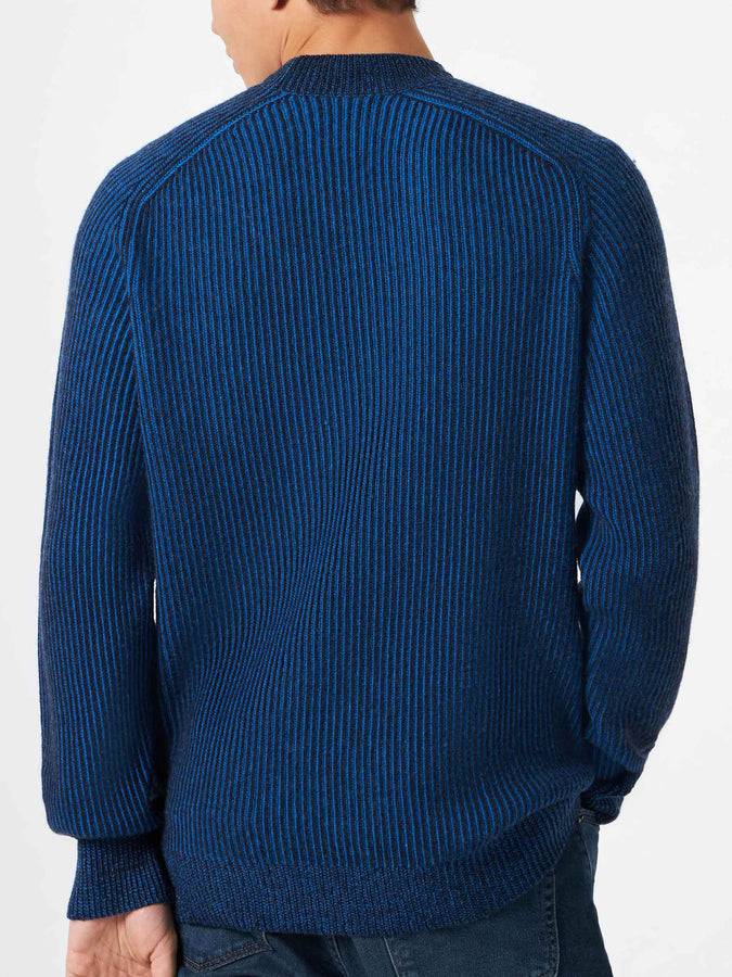 Mc2 Saint Barth Maglia Da Uomo Mezzo Collo A Costine Blu