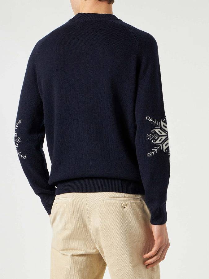 Mc2 Saint Barth Maglia Da Uomo Mezzo Collo Blu Navy Con Stampa