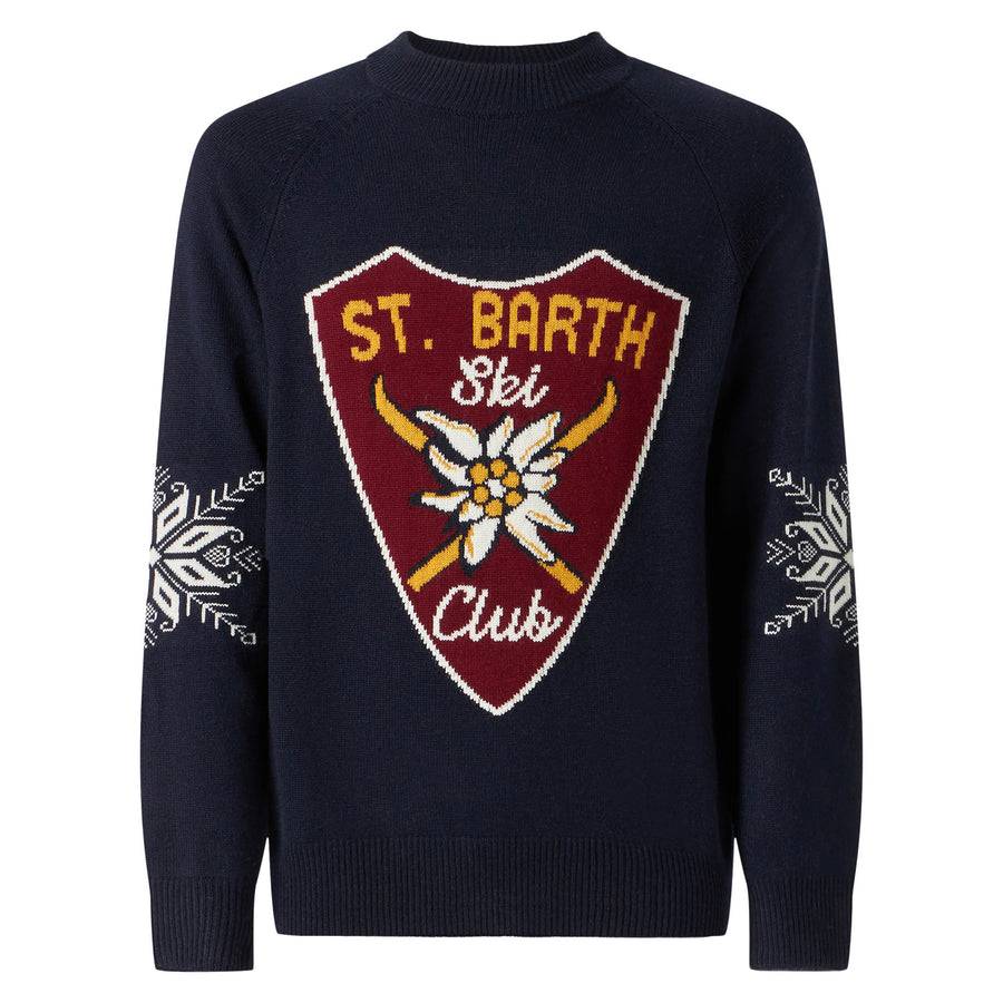 Mc2 Saint Barth Maglia Da Uomo Mezzo Dolcevita Con Stampa Alpine Jacquard