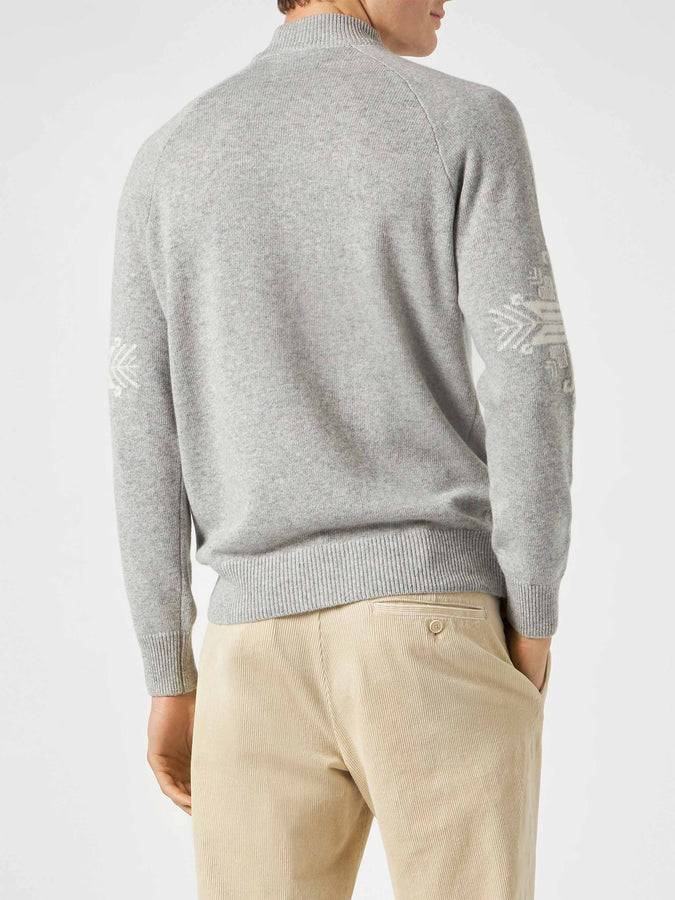 Mc2 Saint Barth Maglia Da Uomo Mezzo Dolcevita Con Stampa Jacquard Nordica