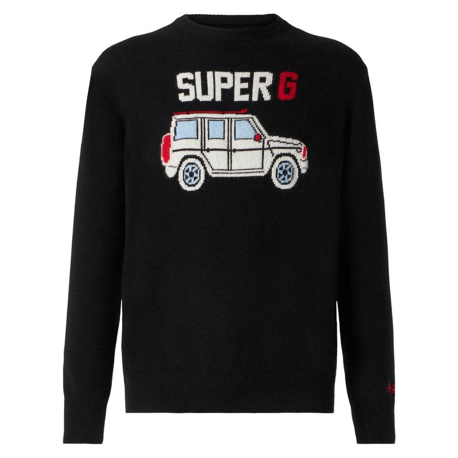 Mc2 Saint Barth Maglia Da Uomo Nera Con Stampa Super G