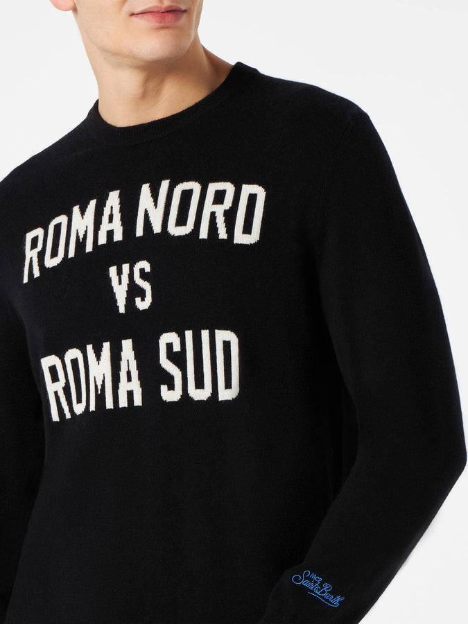 Mc2 Saint Barth Maglia Da Uomo Nera Stampa Roma Nord Vs Roma Sud