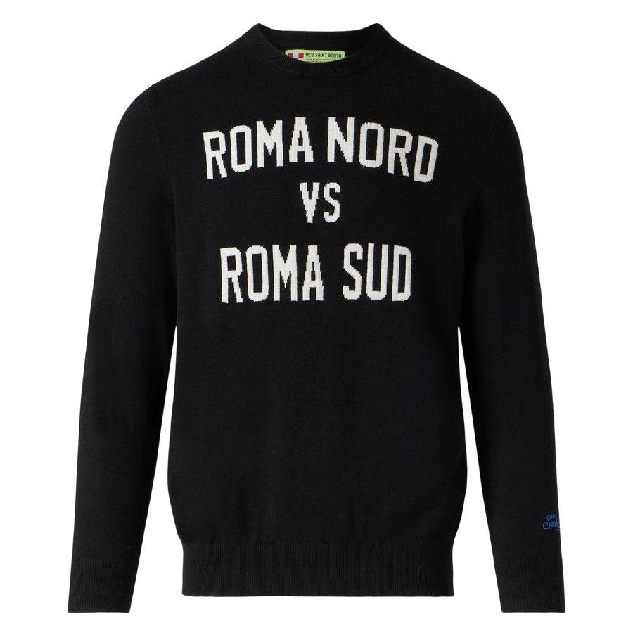 Mc2 Saint Barth Maglia Da Uomo Nera Stampa Roma Nord Vs Roma Sud