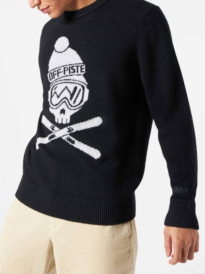 Mc2 Saint Barth Maglia Da Uomo Nera Teschio Off Piste