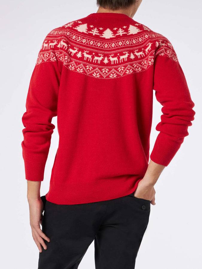Mc2 Saint Barth Maglia Da Uomo Rossa In Stile Norvegese