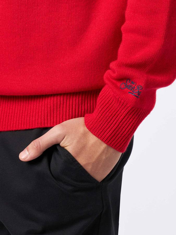 Mc2 Saint Barth Maglia Da Uomo Rossa In Stile Norvegese