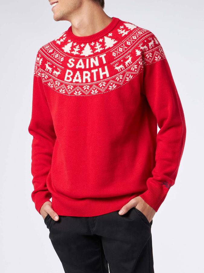 Mc2 Saint Barth Maglia da uomo rossa in stile norvegese