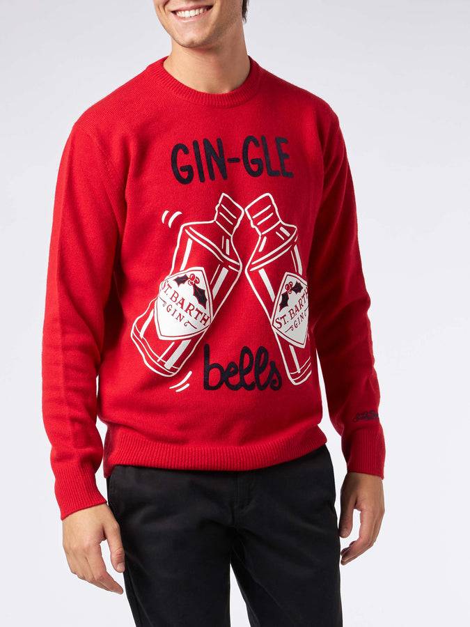 Mc2 Saint Barth Maglia da uomo rossa stampa Gin-Gle Bells
