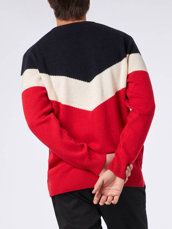 Mc2 Saint Barth Maglia Da Uomo Rosso E Blu In Misto Cashmere