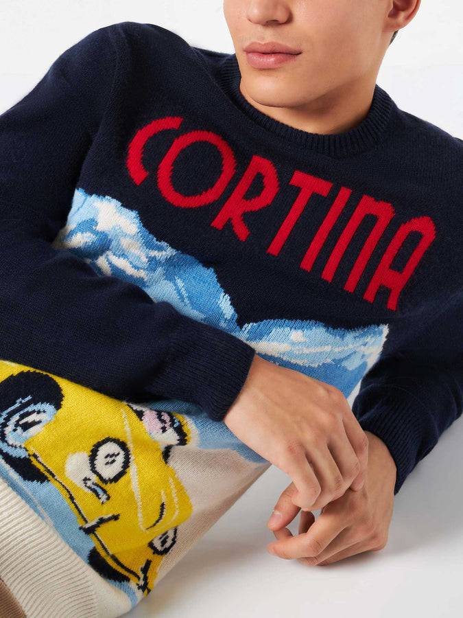 Mc2 Saint Barth Maglia Da Uomo Stampa Cartolina Vintage Cortina