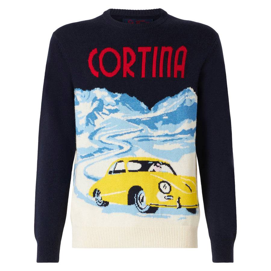Mc2 Saint Barth Maglia Da Uomo Stampa Cartolina Vintage Cortina