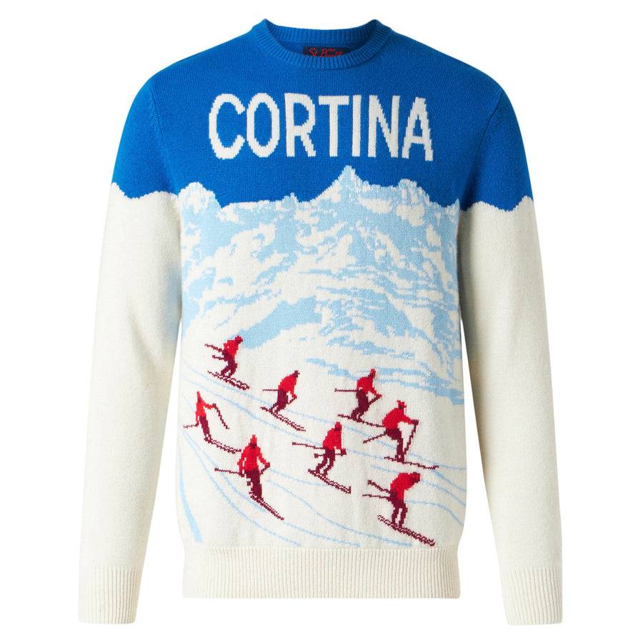 Mc2 Saint Barth Maglia Da Uomo Stampa Cartolina Vintage Cortina