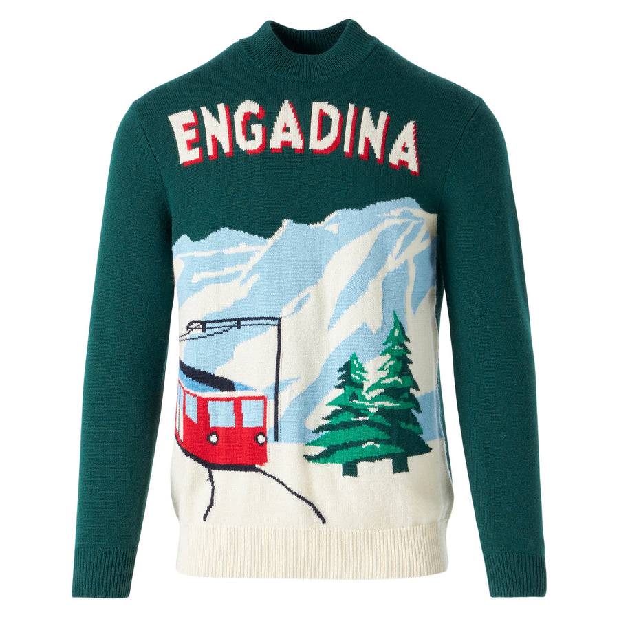 Mc2 Saint Barth Maglia Da Uomo Verde Con Cartolina Lavorata A Maglia
