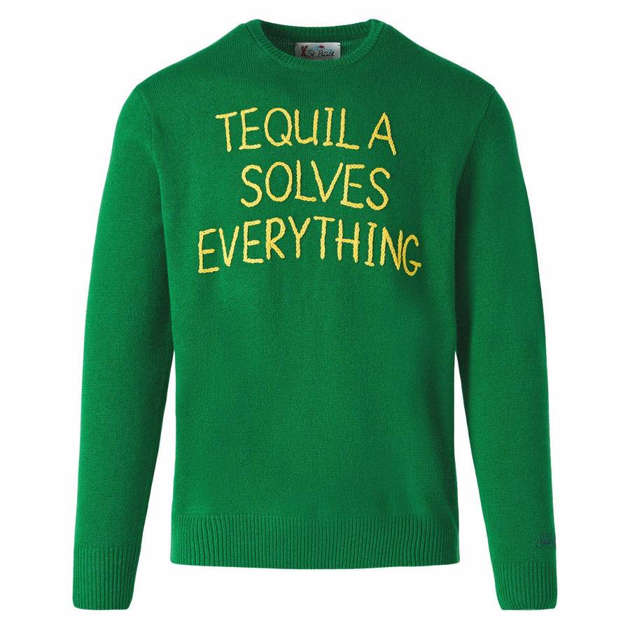 Mc2 Saint Barth Maglia Da Uomo Verde Con Ricamo Tequila Solves Everything