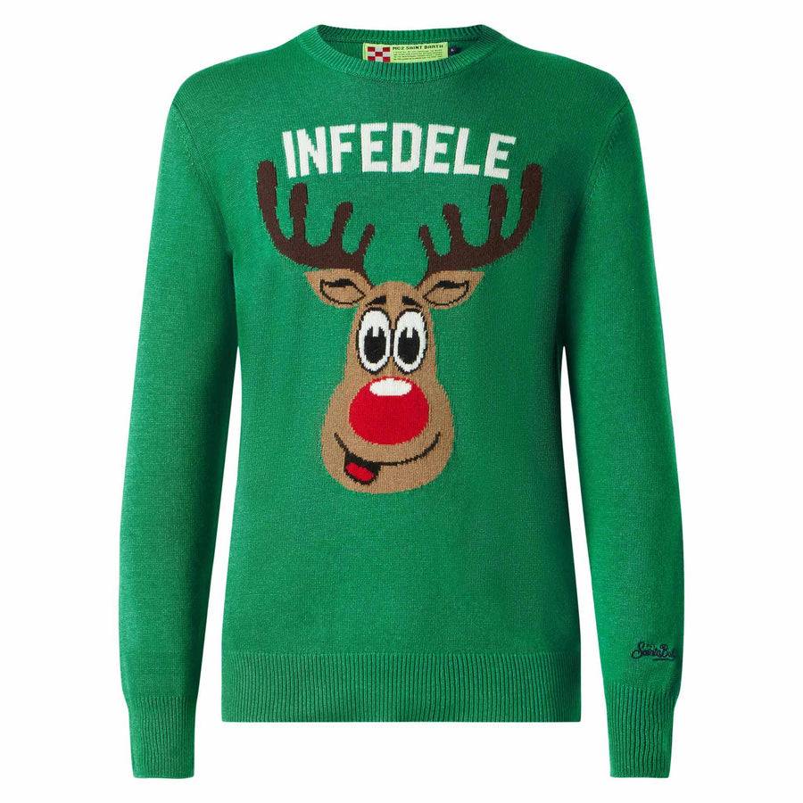 Mc2 Saint Barth Maglia Da Uomo Verde Con Stampa Infedele