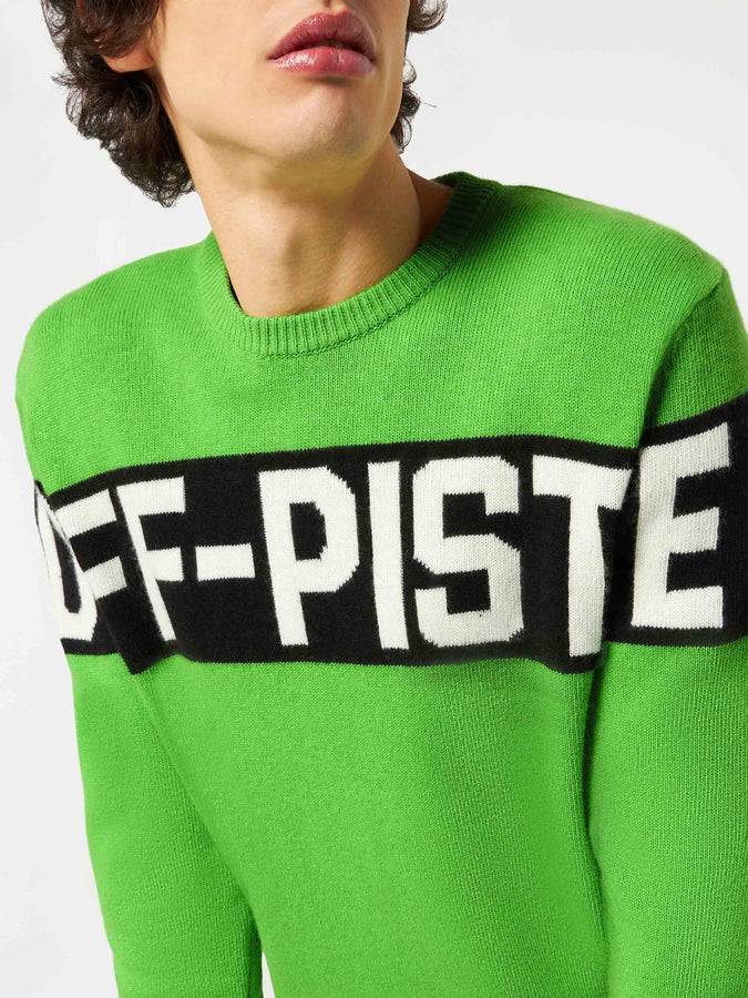 Mc2 Saint Barth Maglia Da Uomo Verde Fluo Con Scritta Off-Piste