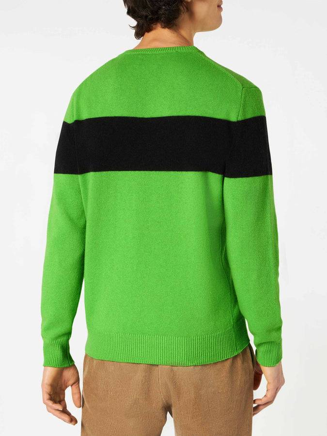 Mc2 Saint Barth Maglia Da Uomo Verde Fluo Con Scritta Off-Piste