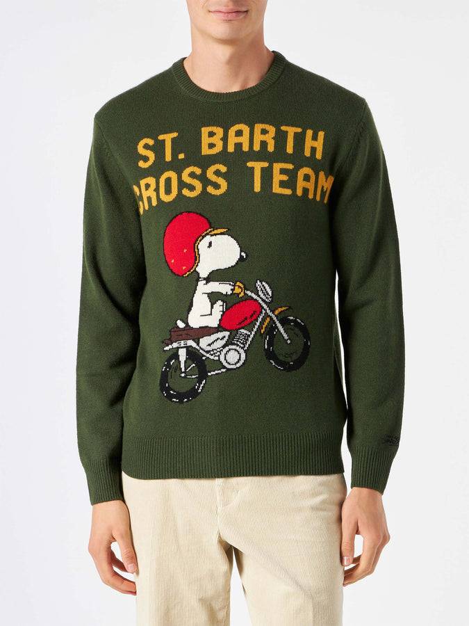 Mc2 Saint Barth Maglia Da Uomo Verde Militare Con Stampa Snoopy | EDIZIONE SPECIALE PEANUTS™