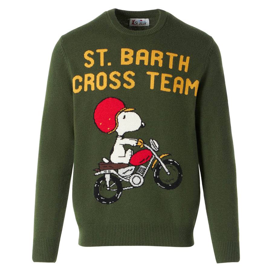 Mc2 Saint Barth Maglia Da Uomo Verde Militare Con Stampa Snoopy | EDIZIONE SPECIALE PEANUTS™