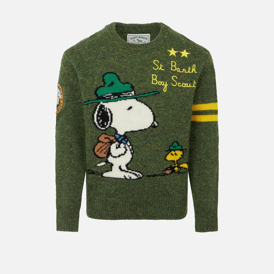 Mc2 Saint Barth Maglia donegal girocollo da bambino con stampa jacquard Snoopy | SNOOPY - EDIZIONE SPECIALE PEANUTS™