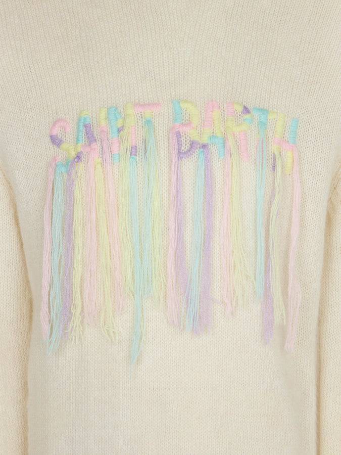 Mc2 Saint Barth Maglia Garzata Da Bambina Con Ricamo Sfrangiato