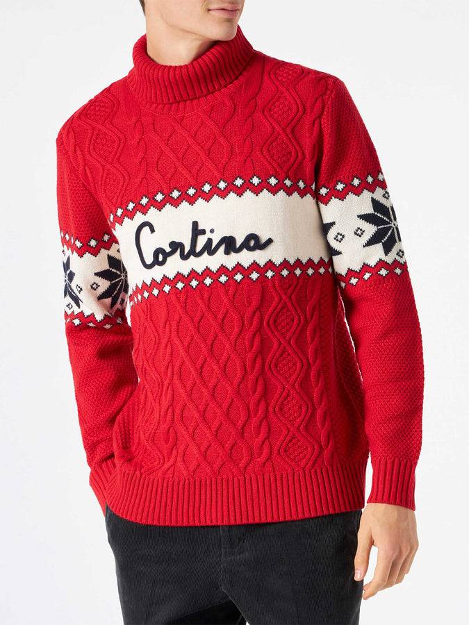 Mc2 Saint Barth Maglia Mezzo Collo Alto Con Scritta Cortina