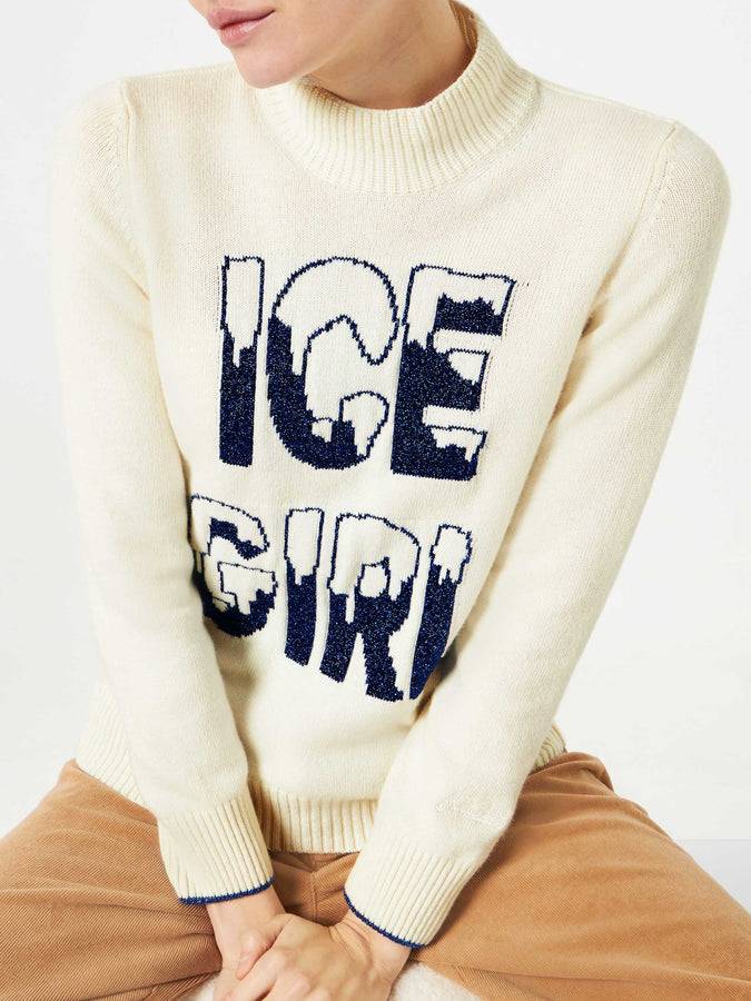 Mc2 Saint Barth Maglia Mezzo Dolcevita Ice Girl Grafica Lurex