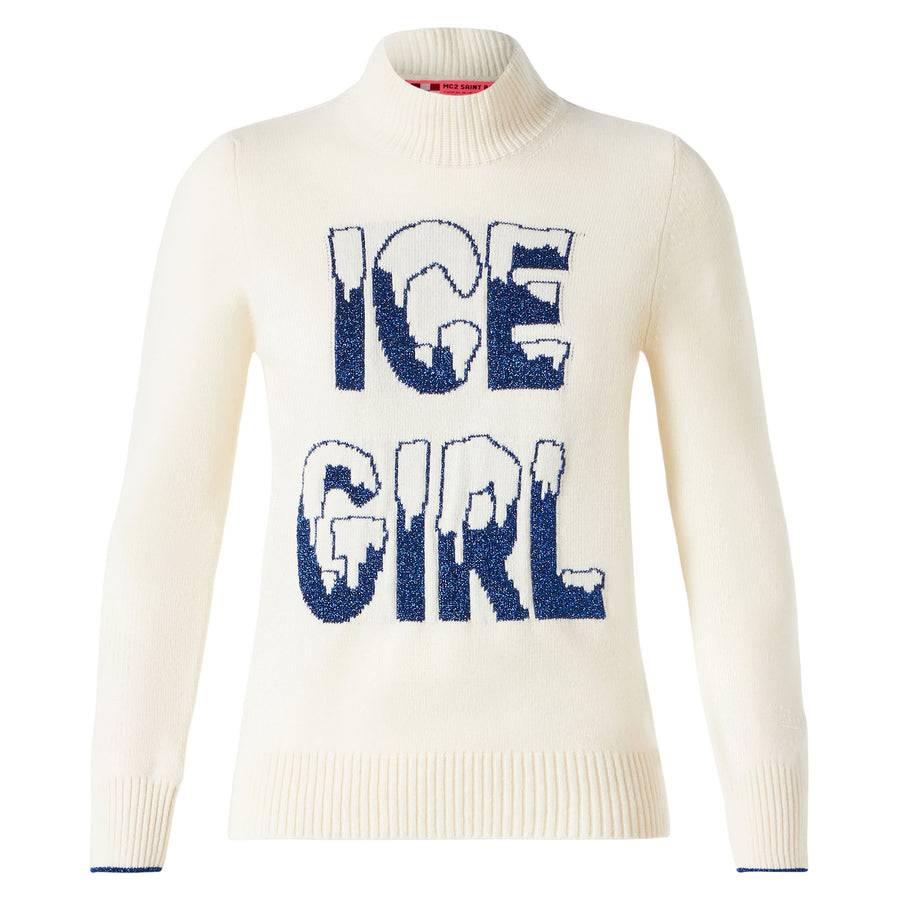 Mc2 Saint Barth Maglia Mezzo Dolcevita Ice Girl Grafica Lurex