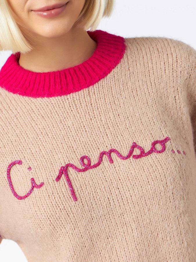 Mc2 Saint Barth Maglia Morbida Da Donna Dalla Forma Squadrata Con Ricamo Ci Penso