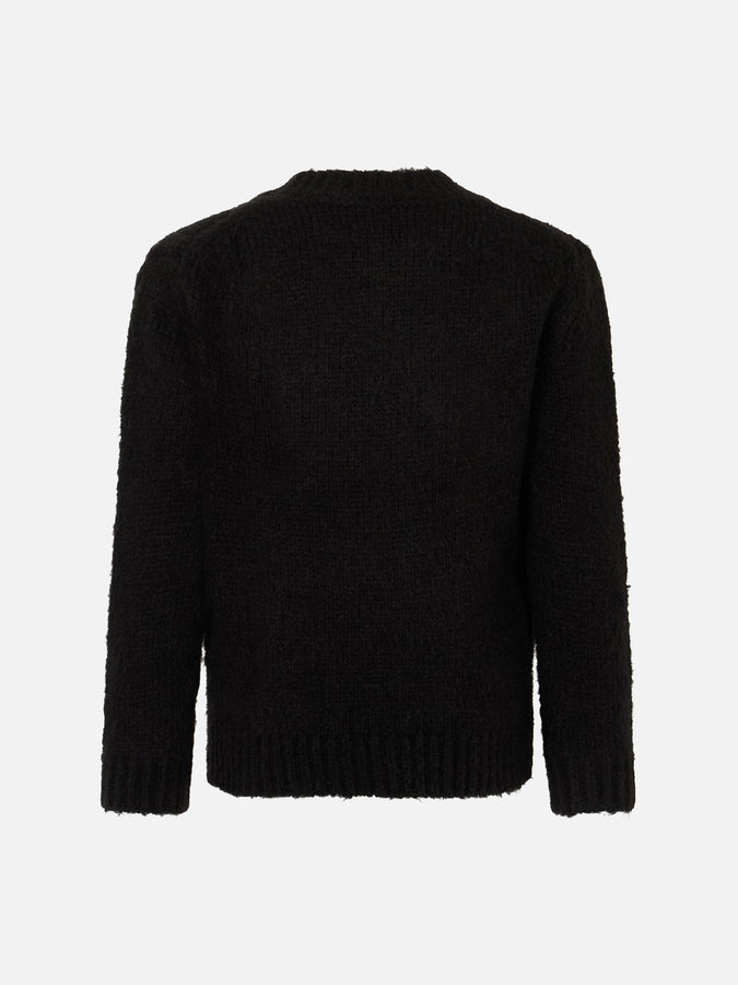 Mc2 Saint Barth Maglia Morbida Girocollo Da Bambina Con Patch Gatti All'uncinetto E Ricamo Volevo Un Gatto Nero