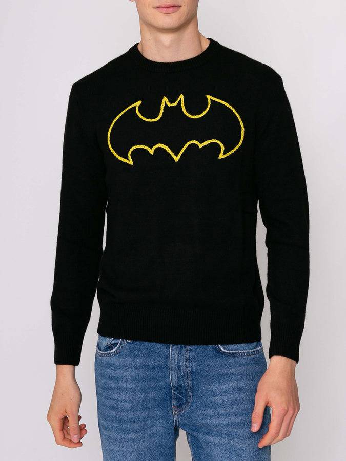 Mc2 Saint Barth Maglia Nera Da Uomo Logo Batman | Edizione Speciale Della Warner Bros