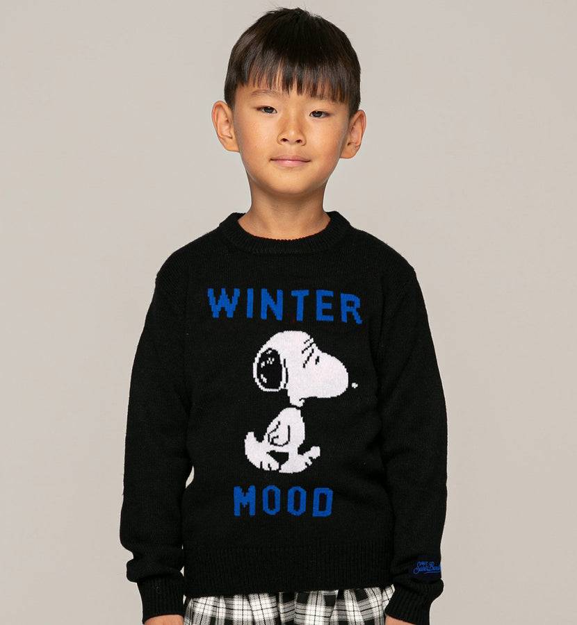 Mc2 Saint Barth Maglia Per Bambino Snoopy Winter Mood Blu Navy - Edizione Speciale