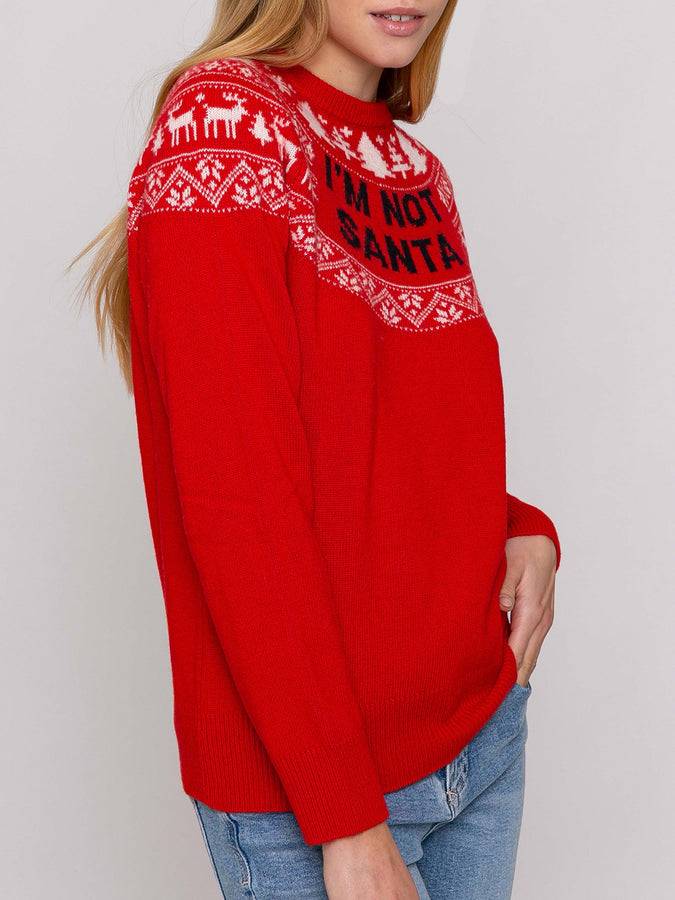 Mc2 Saint Barth Maglia Rossa Da Donna Girocollo Con Stampa I'm Not Santa