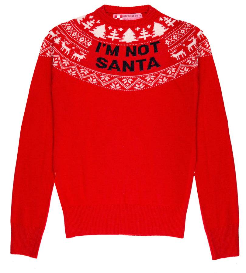 Mc2 Saint Barth Maglia Rossa Da Donna Girocollo Con Stampa I'm Not Santa