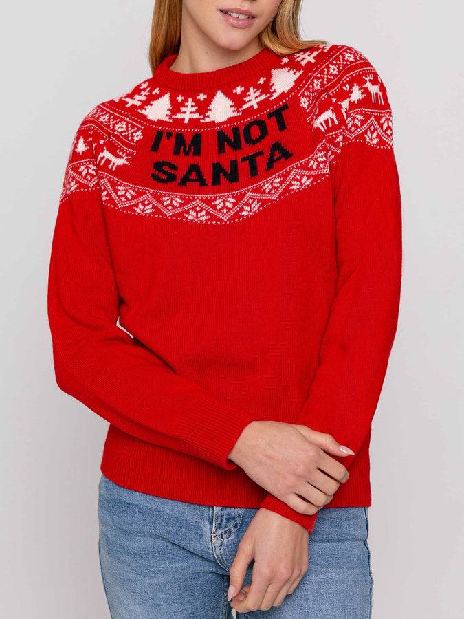 Mc2 Saint Barth Maglia rossa da donna girocollo con stampa I'm not Santa