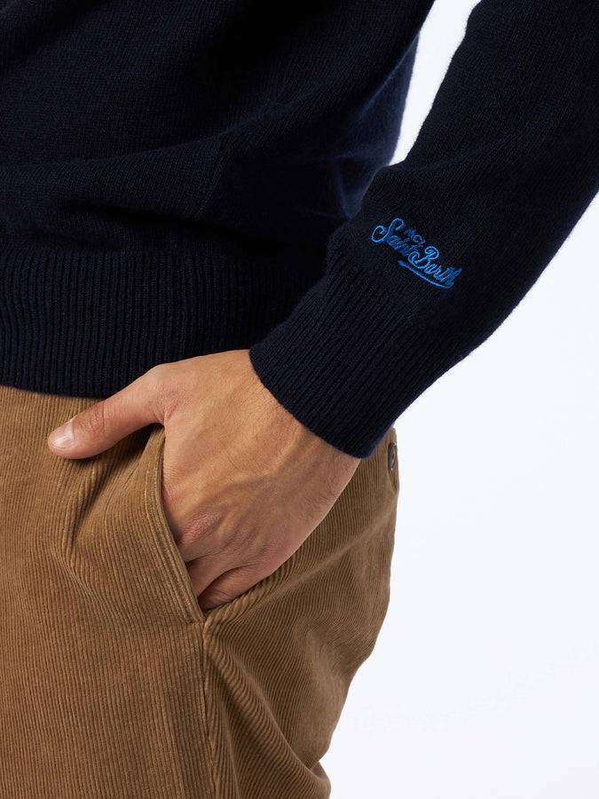 Mc2 Saint Barth Maglia Uomo Girocollo Con Stampa Jacquard Gin Tonic