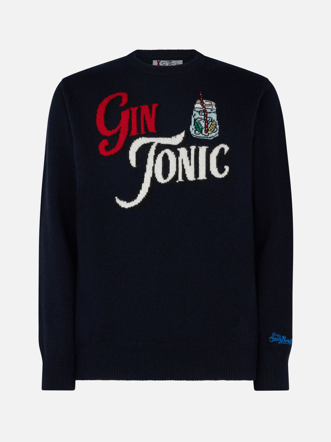 Mc2 Saint Barth Maglia Uomo Girocollo Con Stampa Jacquard Gin Tonic