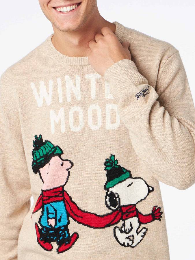 Mc2 Saint Barth Maglia Uomo Girocollo Con Stampa Jacquard Snoopy E Charlie | SNOOPY - EDIZIONE SPECIALE ©PEANUTS