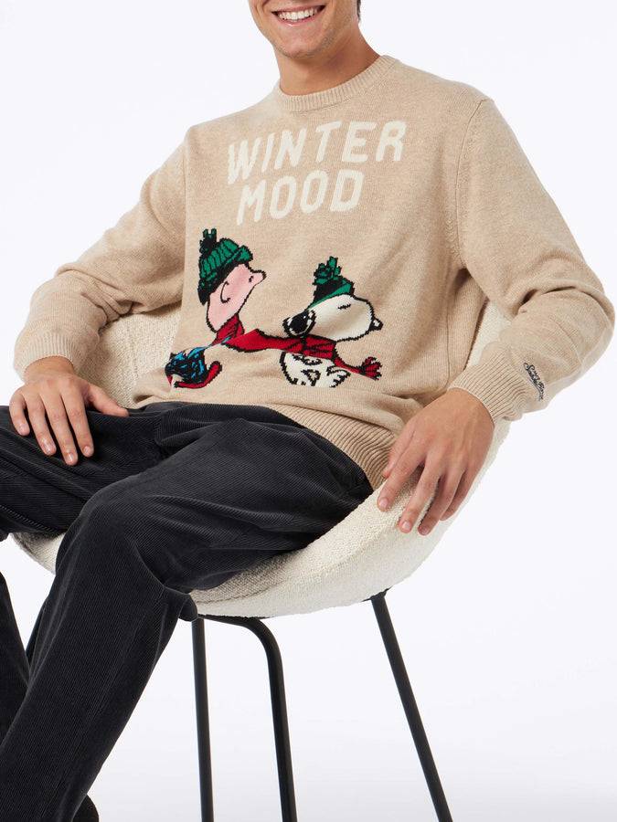 Mc2 Saint Barth Maglia uomo girocollo con stampa jacquard Snoopy e Charlie | SNOOPY - EDIZIONE SPECIALE ©PEANUTS