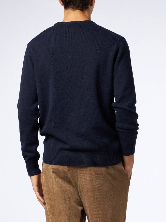 Mc2 Saint Barth Maglia Uomo Girocollo In Donegal Con Stampa Jacquard Puntatore Inglese