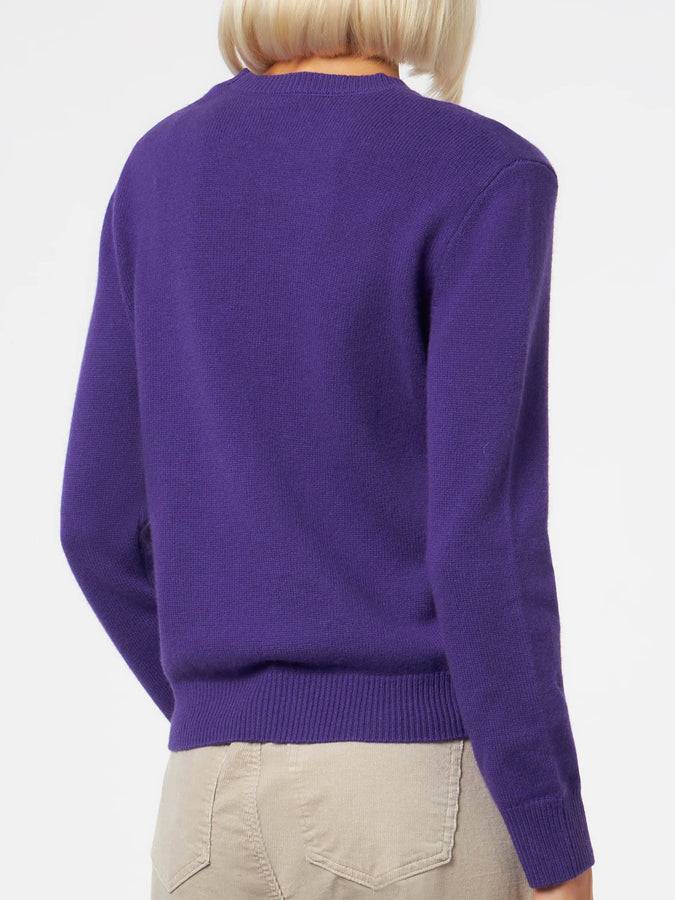 Mc2 Saint Barth Maglia Viola Da Donna Girocollo Con Ricamo St. Barth