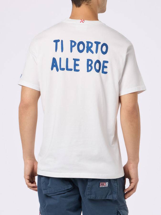 Mc2 Saint Barth Man Classic Fit Cotton Jersey T-shirt Portofino With Ti Porto Alle Boe Print | ALLE BOE SPECIAL EDITION