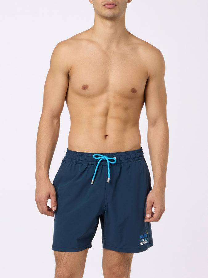 Mc2 Saint Barth Man Comfort Swim Shorts With Nel Bere E Nel Mare Embroidery | INSULTI LUMINOSI SPECIAL EDITION