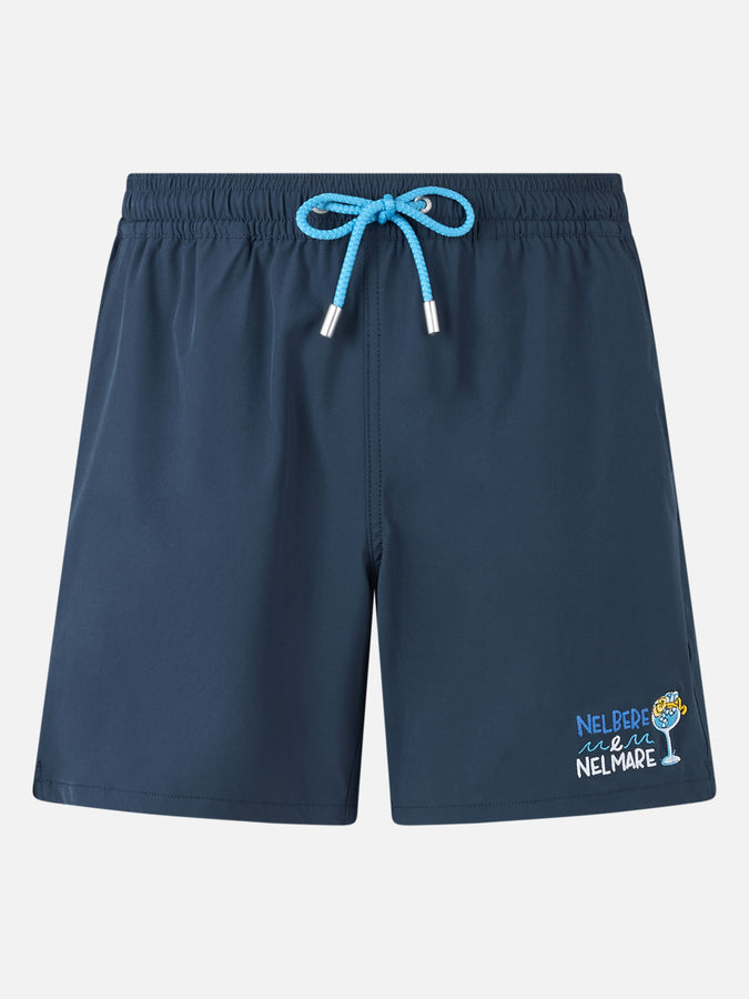 Mc2 Saint Barth Man Comfort swim shorts with Nel bere e nel mare embroidery | INSULTI LUMINOSI SPECIAL EDITION