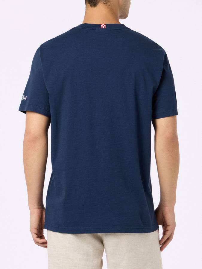 Mc2 Saint Barth Man Cotton T-shirt With Lazio Goal Embroidery | SS LAZIO SPECIAL EDITION