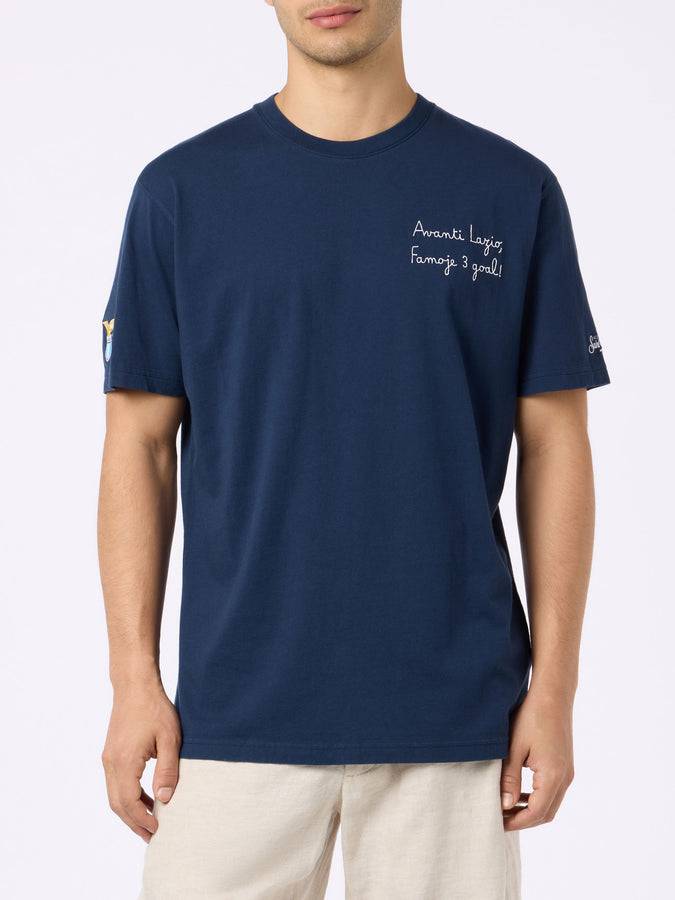 Mc2 Saint Barth Man Cotton T-shirt With Lazio Goal Embroidery | SS LAZIO SPECIAL EDITION